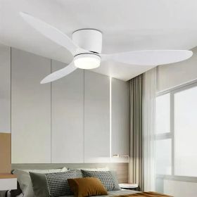 Low Floor Ceiling Fan with Led Light Remote Control Cooling Fans Lamp Design Ceiling Lamp Fan with White Wood Color FAN Blades (Wattage: 42 Inch, Blade Color: White with light)