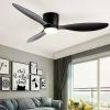 Low Floor Ceiling Fan with Led Light Remote Control Cooling Fans Lamp Design Ceiling Lamp Fan with White Wood Color FAN Blades