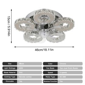 Led Luxury Crystal Ceiling Fan With Lights Remote Control Ceiling Fan Silver European Chandeilers Lamp for Home Livingroom Lumin (Voltage: 85-265V, Blade Color: CF8014)