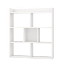 Open-back Bookshelf with 7 Cubes for Living Room (Type: Bookshelf, Color: White)