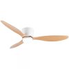 Low Floor Ceiling Fan with Led Light Remote Control Cooling Fans Lamp Design Ceiling Lamp Fan with White Wood Color FAN Blades