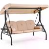 3 Seat Outdoor Porch Swing,Adjustable Canopy Porch Swings,Outdoor Swing with Stand, Glider Chair with Thicken Patio Swings