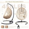 Hanging Egg Chair, Oversized Wicker Swing Chair with 8" Thick Seat Cushion & Dust Cover, for Outdoor Patio Garden Backyard