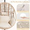 Hanging Egg Chair, Oversized Wicker Swing Chair with 8" Thick Seat Cushion & Dust Cover, for Outdoor Patio Garden Backyard