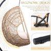 Hanging Egg Chair, Oversized Wicker Swing Chair with 8" Thick Seat Cushion & Dust Cover, for Outdoor Patio Garden Backyard