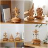 Carousel Music Box Wooden Christmas Ornament Rotary Train Musical Box Home Decoration Accessories For Birthday Gifts Valentine'